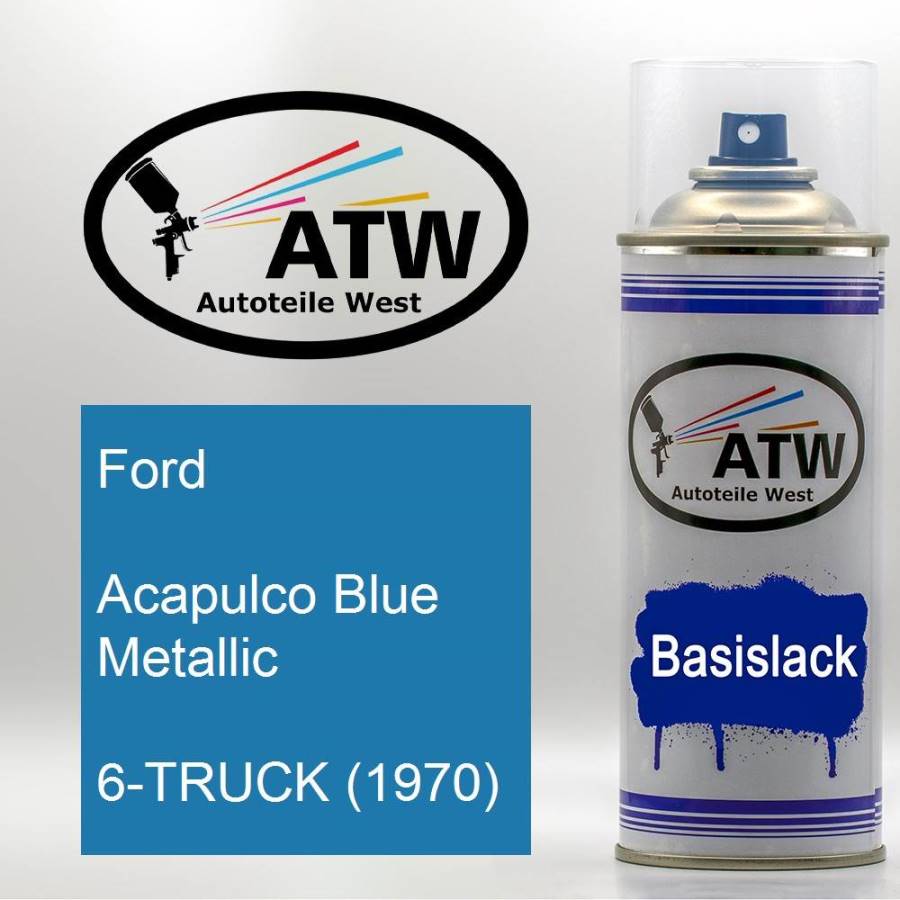 Ford, Acapulco Blue Metallic, 6-TRUCK (1970): 400ml Sprühdose, von ATW Autoteile West.